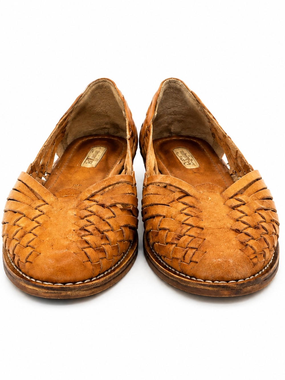 Vintage 70s Fanfares Frisky II Handwoven Leather Huarache Shoes 7.5N Brazil